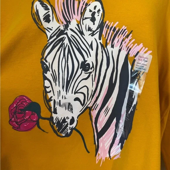 NWT   MUSTARD ZEBRA 3/4 SLEEVE CASUAL TOP   PLUS      #CL - Picture 2 of 8